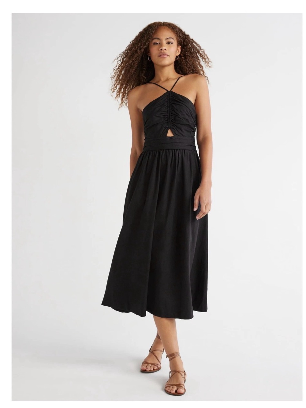 ✨NWT✨ FREE ASSEMBLY Strappy Ruched Midi Cutout Dress - Large